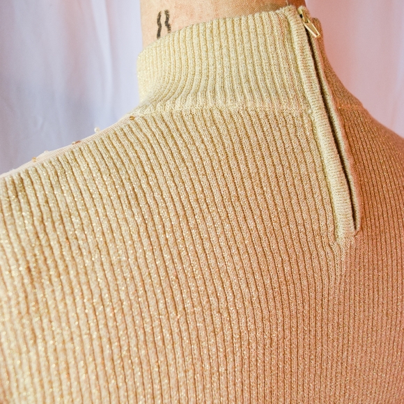 ⚡HP⚡Vintage 1970s Beaded + Sequined Turtleneck - Picture 5 of 5